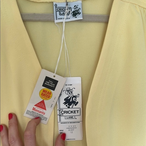 Vintage deadstock butter Yellow Vest Cricket Lane 70s 80s Cottagecore Retro mod - Picture 2 of 8